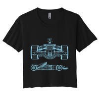Racing Car Schematic Engineer Formula Team Fan Women's Crop Top Tee