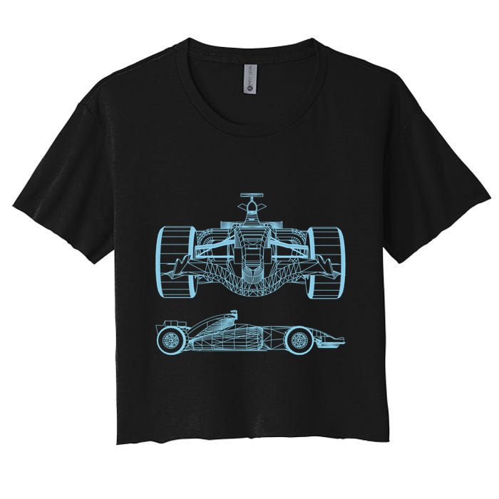 Racing Car Schematic Engineer Formula Team Fan Women's Crop Top Tee