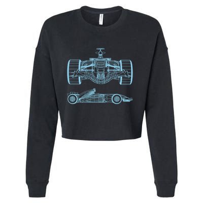 Racing Car Schematic Engineer Formula Team Fan Cropped Pullover Crew