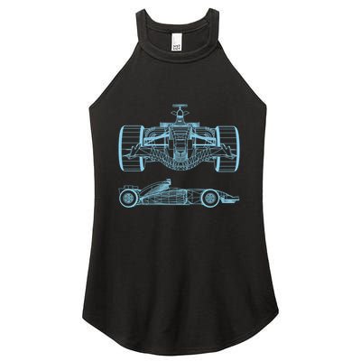 Racing Car Schematic Engineer Formula Team Fan Women's Perfect Tri Rocker Tank