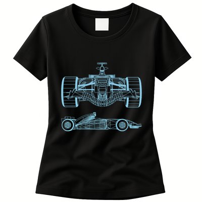Racing Car Schematic Engineer Formula Team Fan Womens T-Shirt