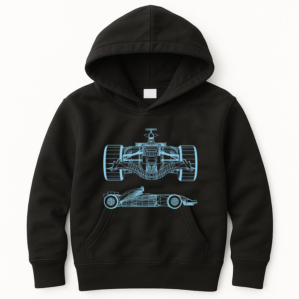 Racing Car Schematic Engineer Formula Team Fan Kids Hoodie
