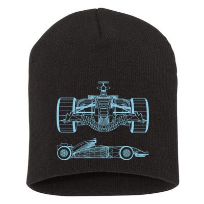 Racing Car Schematic Engineer Formula Team Fan Short Acrylic Beanie