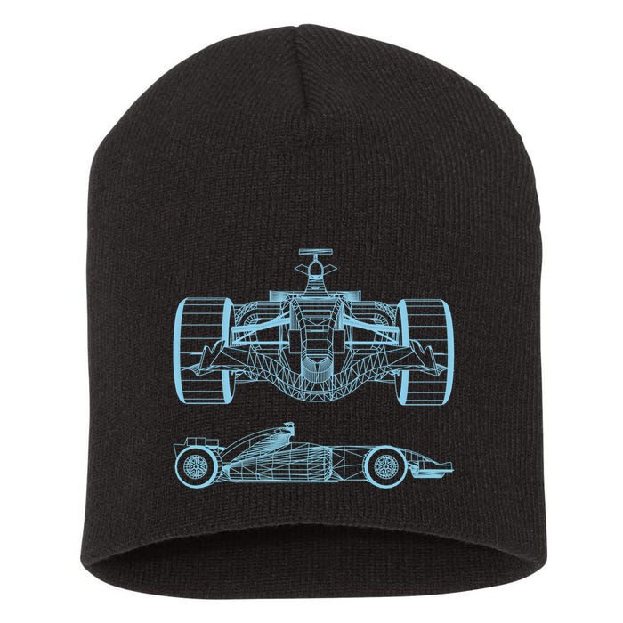 Racing Car Schematic Engineer Formula Team Fan Short Acrylic Beanie
