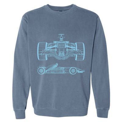 Racing Car Schematic Engineer Formula Team Fan Garment-Dyed Sweatshirt
