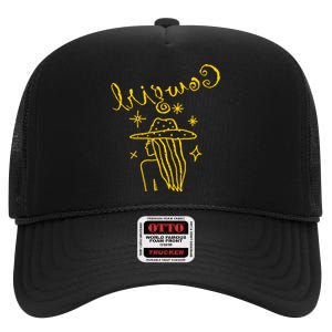 Reverse Cowgirl Script Stars Logo High Crown Mesh Back Trucker Hat