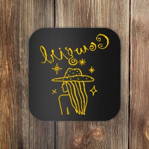 Reverse Cowgirl Script Stars Logo Coaster