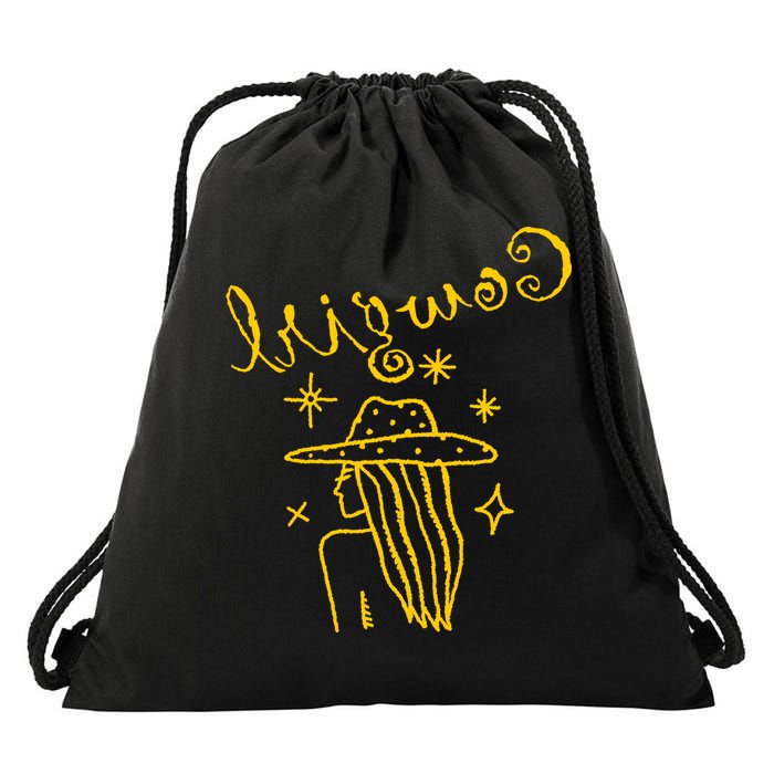 Reverse Cowgirl Script Stars Logo Drawstring Bag