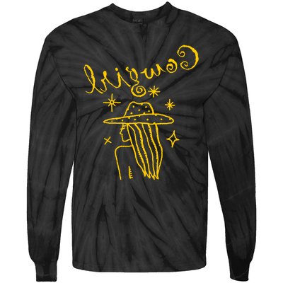 Reverse Cowgirl Script Stars Logo Tie-Dye Long Sleeve Shirt