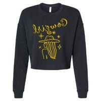 Reverse Cowgirl Script Stars Logo Cropped Pullover Crew