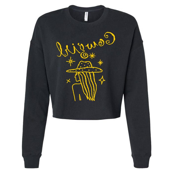 Reverse Cowgirl Script Stars Logo Cropped Pullover Crew