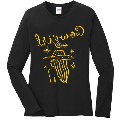 Reverse Cowgirl Script Stars Logo Ladies Long Sleeve Shirt