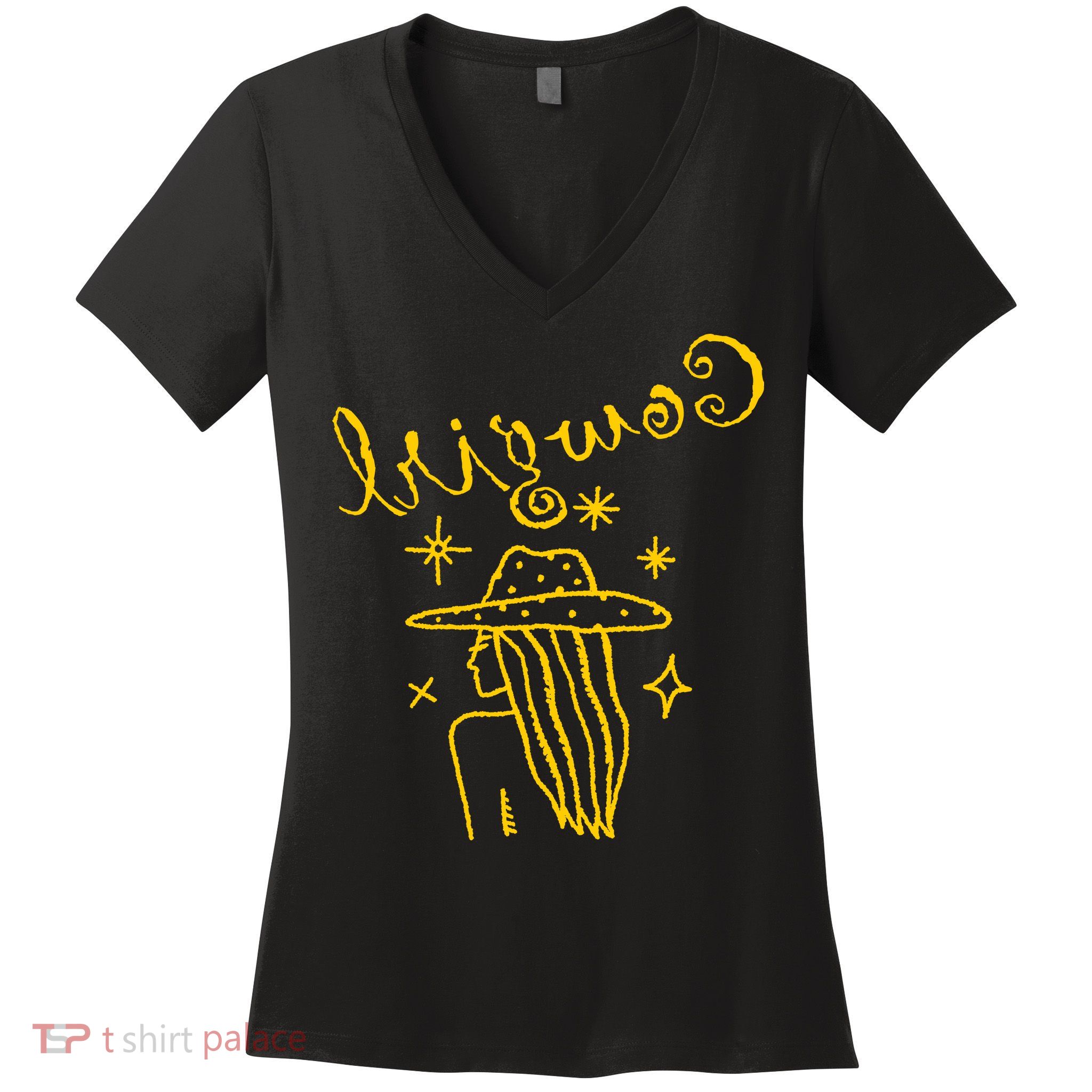 Reverse Cowgirl Script Stars Logo Women's V-Neck T-Shirt