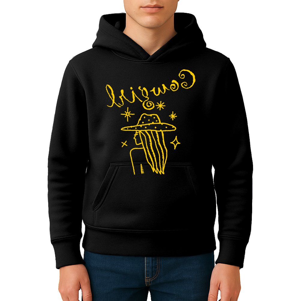 Reverse Cowgirl Script Stars Logo Kids Hoodie