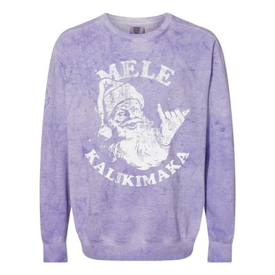 Retro Christmas Surf Mele Kalikimaka Santa Shaka Hawaii Colorblast Crewneck Sweatshirt