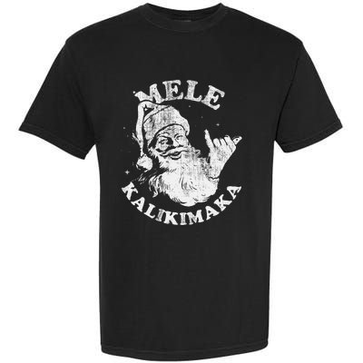 Retro Christmas Surf Mele Kalikimaka Santa Shaka Hawaii Garment-Dyed Heavyweight T-Shirt