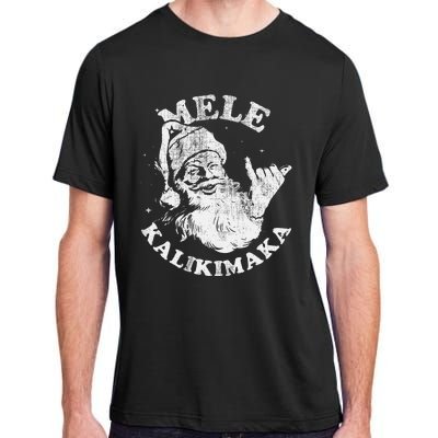 Retro Christmas Surf Mele Kalikimaka Santa Shaka Hawaii Adult ChromaSoft Performance T-Shirt