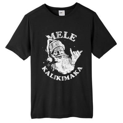 Retro Christmas Surf Mele Kalikimaka Santa Shaka Hawaii Tall Fusion ChromaSoft Performance T-Shirt