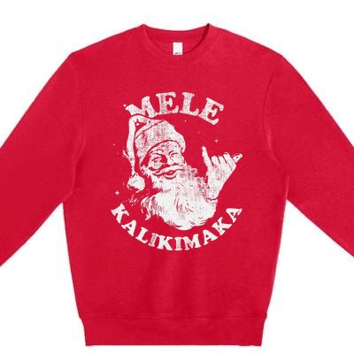 Retro Christmas Surf Mele Kalikimaka Santa Shaka Hawaii Premium Crewneck Sweatshirt