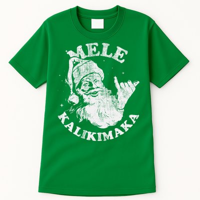 Retro Christmas Surf Mele Kalikimaka Santa Shaka Hawaii Tall T-Shirt