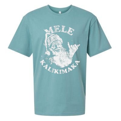 Retro Christmas Surf Mele Kalikimaka Santa Shaka Hawaii Sueded Cloud Jersey T-Shirt