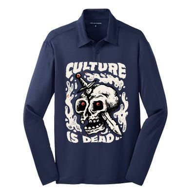 Rebel Culture Skull Silk Touch Performance Long Sleeve Polo