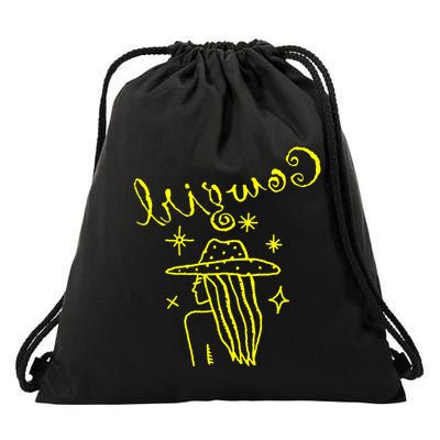 Reverse Cowgirl Script Stars Drawstring Bag