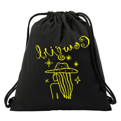 Reverse Cowgirl Script Stars Drawstring Bag