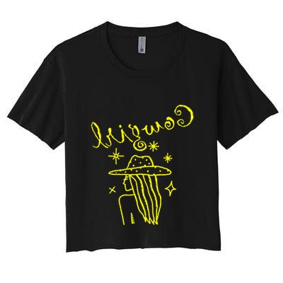 Reverse Cowgirl Script Stars Crop Top
