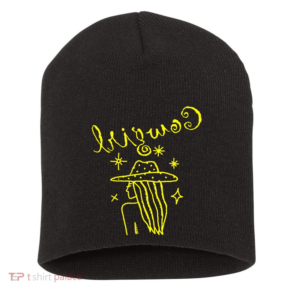 Reverse Cowgirl Script Stars Short Acrylic Beanie