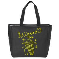 Reverse Cowgirl Script Stars Zip Tote Bag