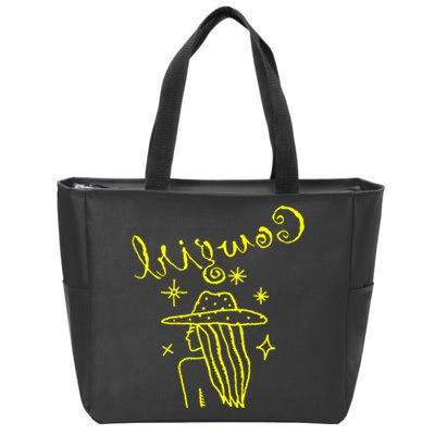 Reverse Cowgirl Script Stars Zip Tote Bag