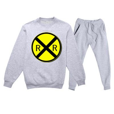 Railroad Crossing Sign Simple Easy Halloween Costume Premium Crewneck Sweatsuit Set