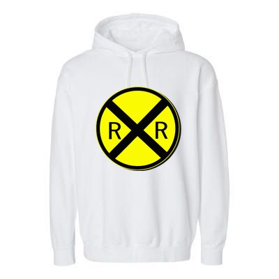 Railroad Crossing Sign Simple Easy Halloween Costume Garment-Dyed Fleece Hoodie