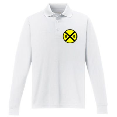 Railroad Crossing Sign Simple Easy Halloween Costume Performance Long Sleeve Polo