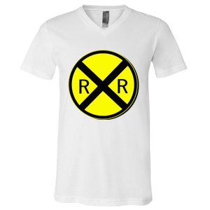 Railroad Crossing Sign Simple Easy Halloween Costume V-Neck T-Shirt