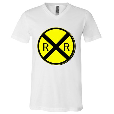 Railroad Crossing Sign Simple Easy Halloween Costume V-Neck T-Shirt