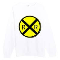 Railroad Crossing Sign Simple Easy Halloween Costume Premium Crewneck Sweatshirt