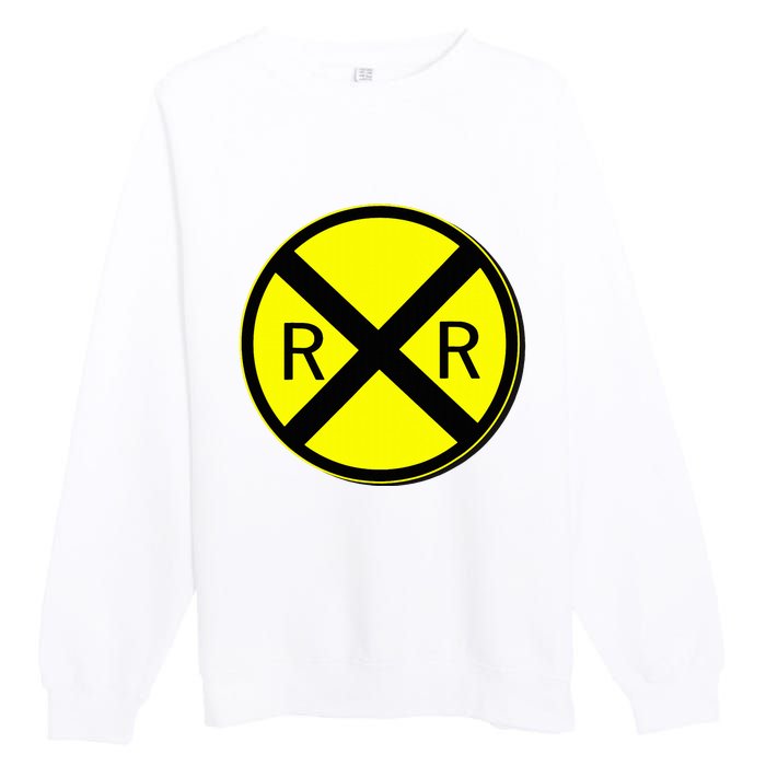 Railroad Crossing Sign Simple Easy Halloween Costume Premium Crewneck Sweatshirt