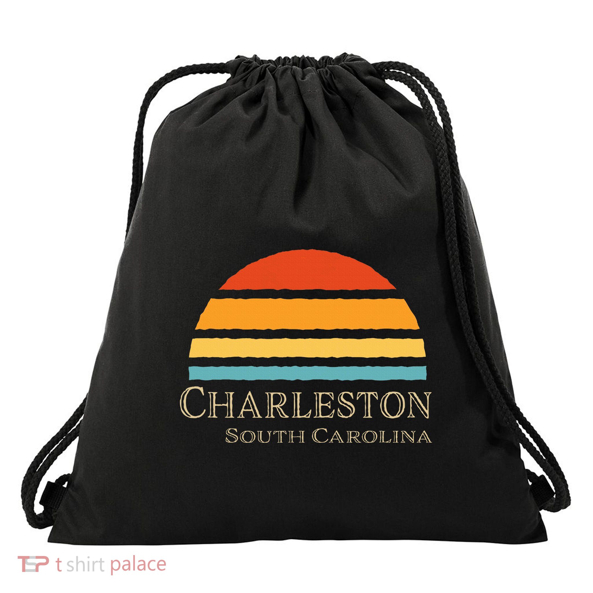 Retro Charleston South Carolina Drawstring Bag