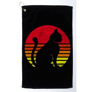 Retro Cat Silhouette Cute Gift Platinum Collection Golf Towel