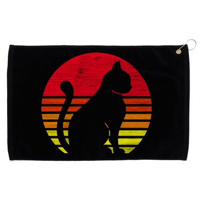 Retro Cat Silhouette Cute Gift Grommeted Golf Towel