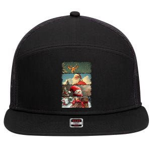 Retro Christmas Story Line 7 Panel Mesh Trucker Snapback Hat