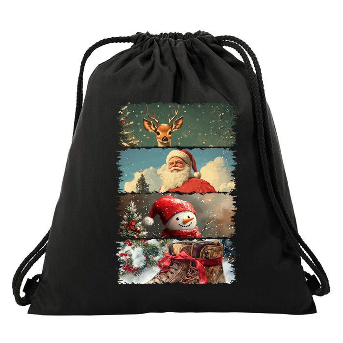 Retro Christmas Story Line Drawstring Bag