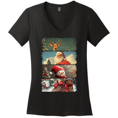 Retro Christmas Story Line Women's V-Neck T-Shirt