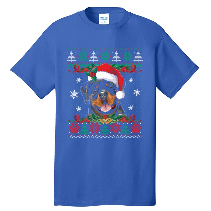 Rottweiler Christmas Santa Ugly Sweater Dog Lover Xmas Pjs Great Gift Tall T-Shirt