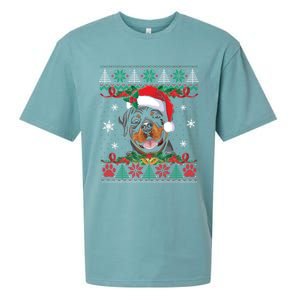 Rottweiler Christmas Santa Ugly Sweater Dog Lover Xmas Pjs Great Gift Sueded Cloud Jersey T-Shirt