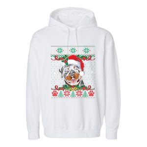 Rottweiler Christmas Santa Ugly Sweater Dog Lover Xmas Pjs Great Gift Garment-Dyed Fleece Hoodie