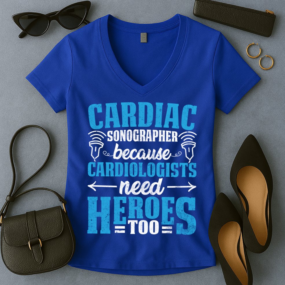 Rdcs Cardiac Sonographer Ultrasound Tech Technician Novelty Gift Women's V-Neck T-Shirt