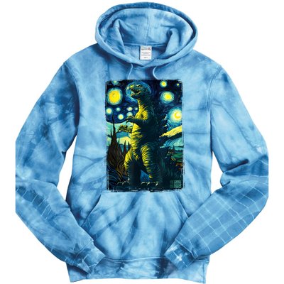 Retro Classic Starry Night Legendary Japanese Kaiju Tie Dye Hoodie